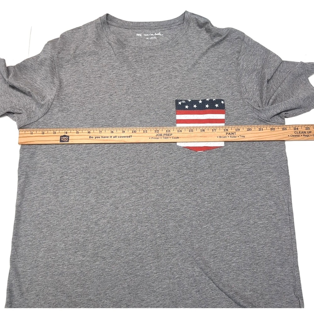 Travis Mathew American Flag USA Pocket T-Shirt Mens XL Gray Pima Cotton NEW NWT - Picture 9 of 12